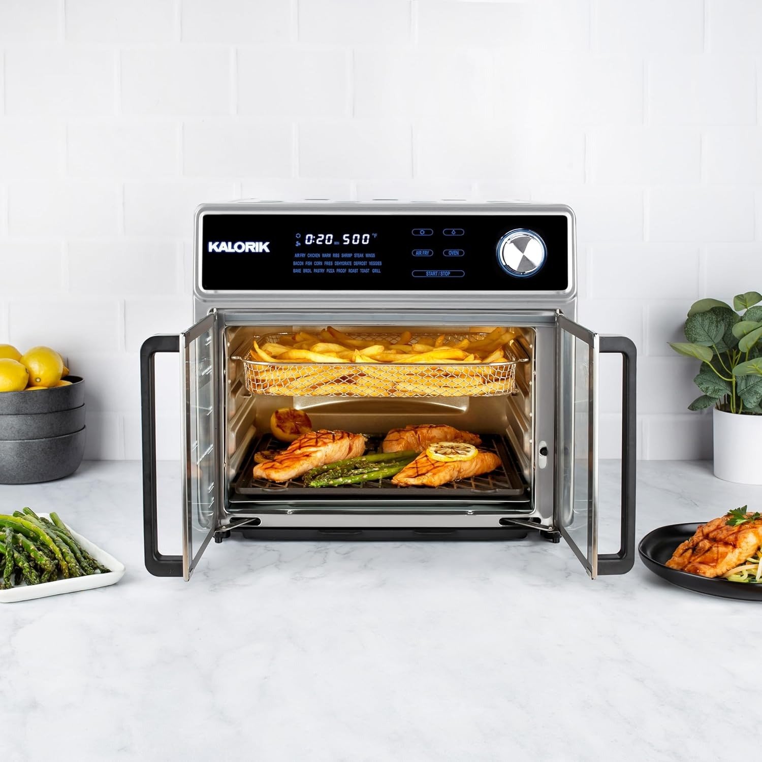 26QT 10-in-1 Air Fryer Oven Grill, Smokeless Sear, 22 Smart Presets, 1700W Turbo Convection, 500°F Grill, Polished Stainless Steel