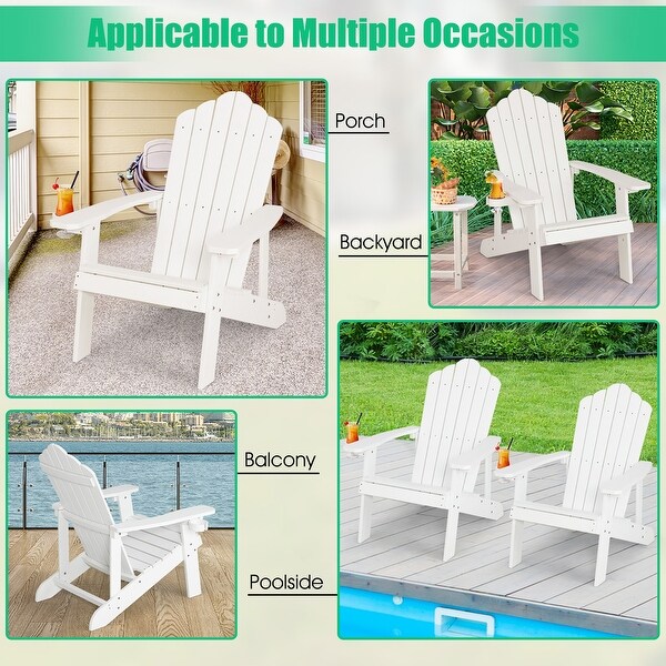 Costway Patio HIPS Adirondack Chair with Cup Holder Weather Resistant