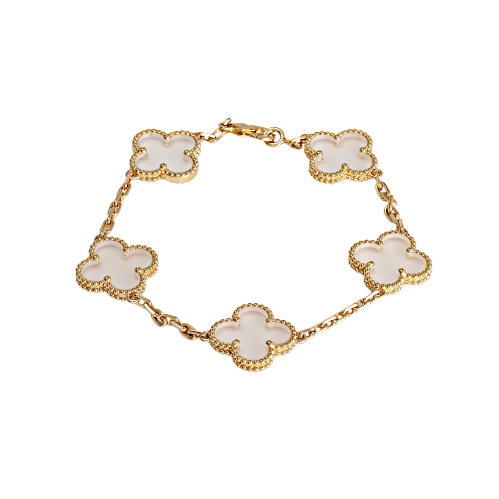 Van Cleef & Arpels Vintage Alhambra 5 Motifs Only 11 Pieces Available In Japan Bracelet 18K Yellow Gold Rock Crystal VCARP39D00