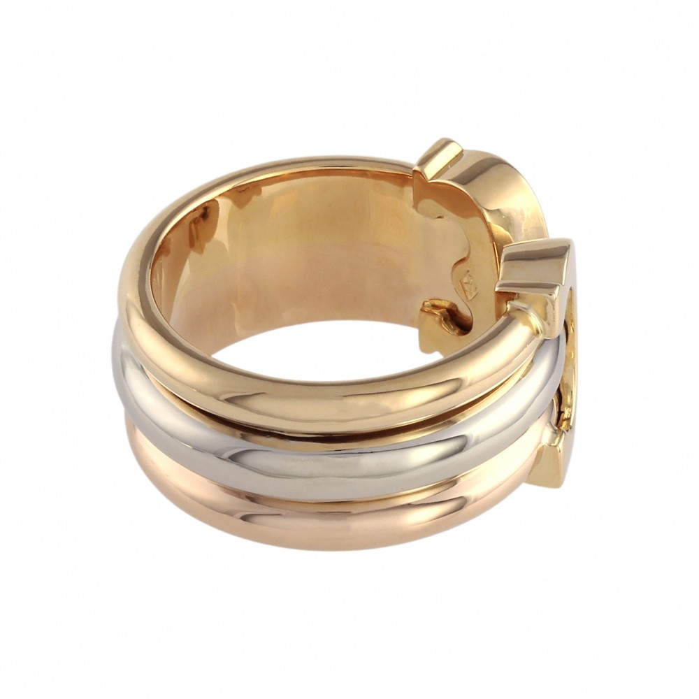 Cartier 2C Ring Tri-Gold