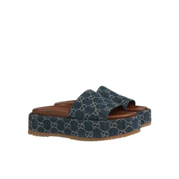 Gucci Women’S Platform Slide Sandal Blue ?623212 2Kq00 4402