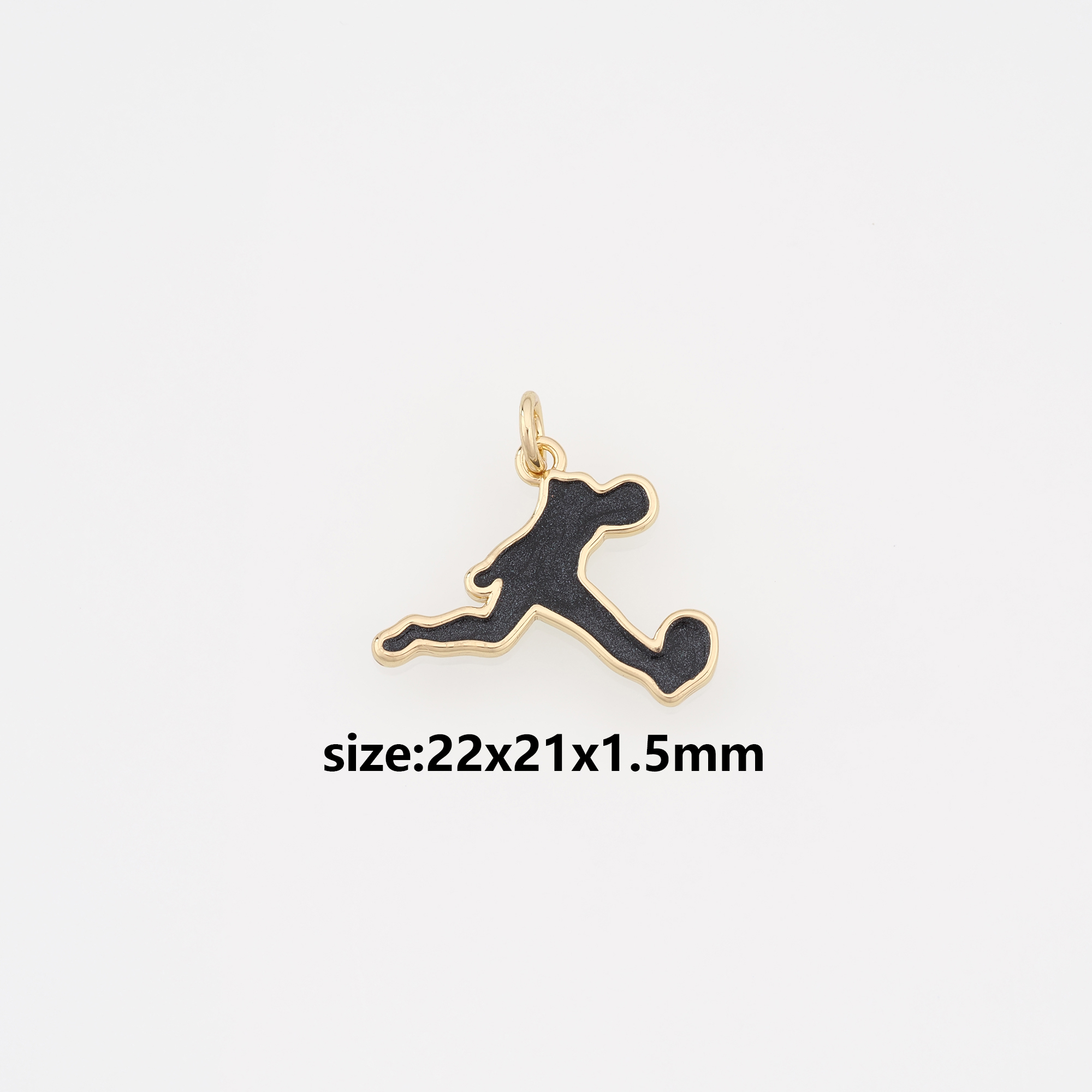 18K Gold Filled Running Pendant,Enamel Sports Charm Earrings Necklace for DIY Jewelry Making Supply