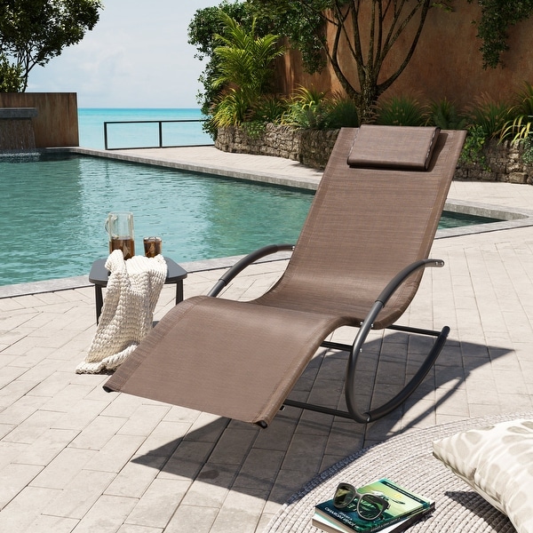 Pellebant Chaise Patio Rocking Chair with Pillow