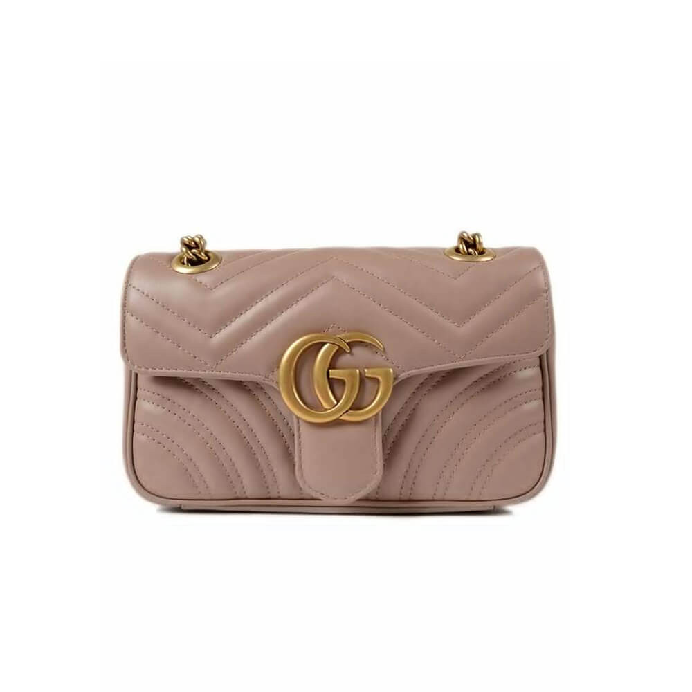 Gucci GG Marmont Matelasse Chevron Leather Mini Bag Nude Pink