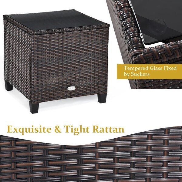 Costway 3PCS Patio Rattan Furniture Set Cushioned Conversation Set