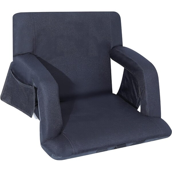 Stadium Seats,5 Reclining Positions Bleacher Chairs with Padded Armrests,Side Pockets,Waterproof Thick Cushion