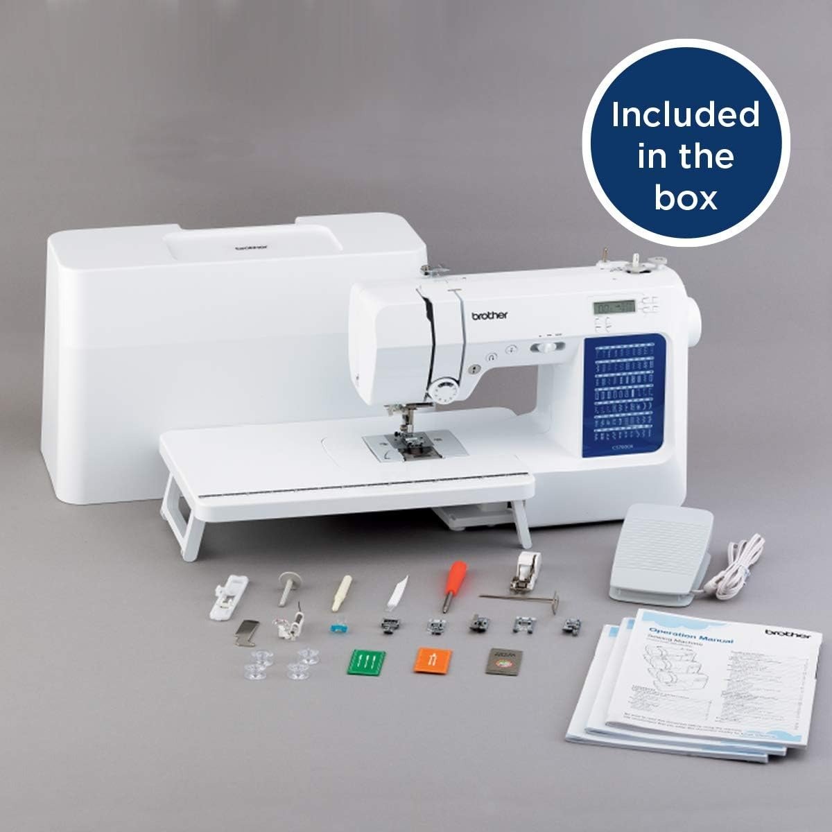 Computerized Sewing and Quilting Machine, 70 Built-in Stitches, LCD Display, Wide Table, 10 Included Feet, White