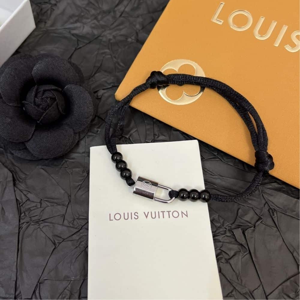 Louis Vuitton Silver Lockit Bracelet Black Q05729