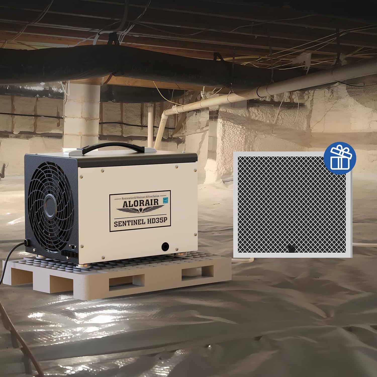 Crawl Space/Basement Dehumidifier 70 Pint Dehumidifier with Pump, Automatic Defrost, Up to 1000 Sq Ft Commercial Dehumidifier, Memory Start, Energy Star Certified, cETL Listed