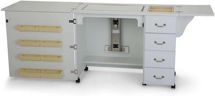 353-norma-jean-Sewing Cabinet for Sturdy Sewing, Cutting, Quilting, and Crafting with Storage and Airlift, Black Finish