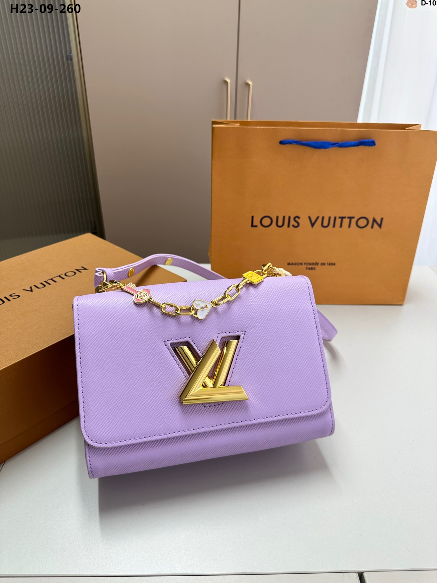 Louis Vuitton Twist Mm Bags Epi Leather Lock Chain Purple 23Cm