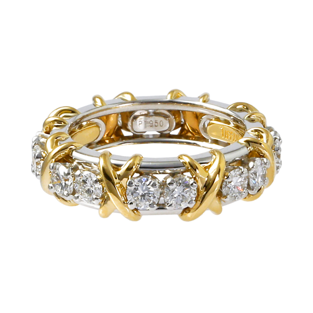 Tiffany & Co. Schlumberger Jean Ring Platinum & 18K Yellow Gold Diamond 72610156