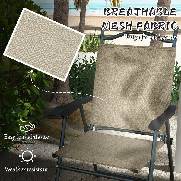 Outsunny Folding Patio Chairs,Set of 4 Camping Chairs with Armrests