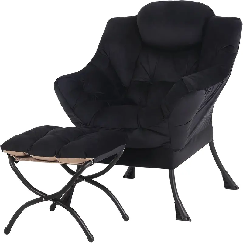 Tiita Modern Lazy Lounge Chair with Matching Ottoman – Large Leisure Armchair Set