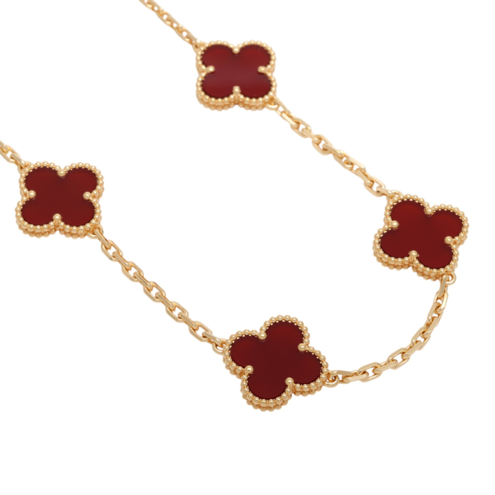 Van Cleef & Arpels Vintage Alhambra 10 Motifs Necklace 18K Yellow Gold Carnelian VCARD40600
