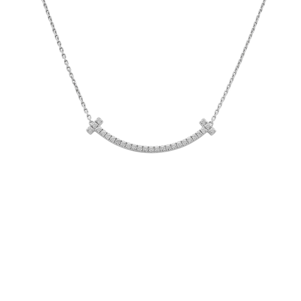 Tiffany & Co. Tiffany T Smile Necklace 18K White Gold Diamond 67513304