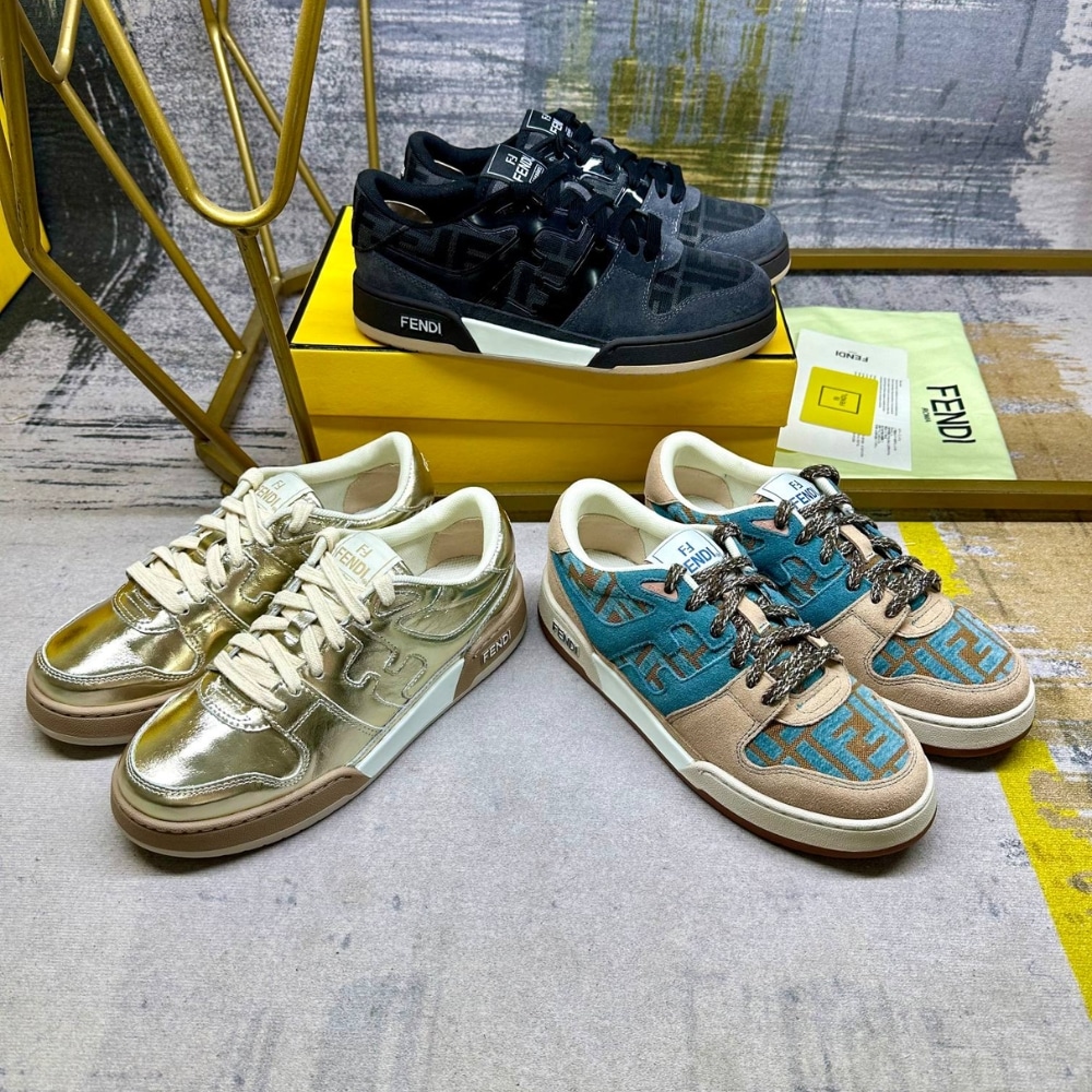 Fendi Match Sneakers Beige And Blue