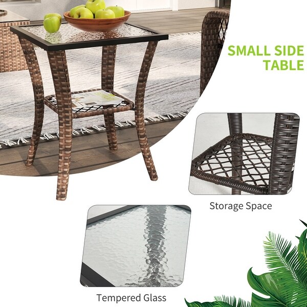 10 PCS Patio Furniture Set with Fire Pit Table