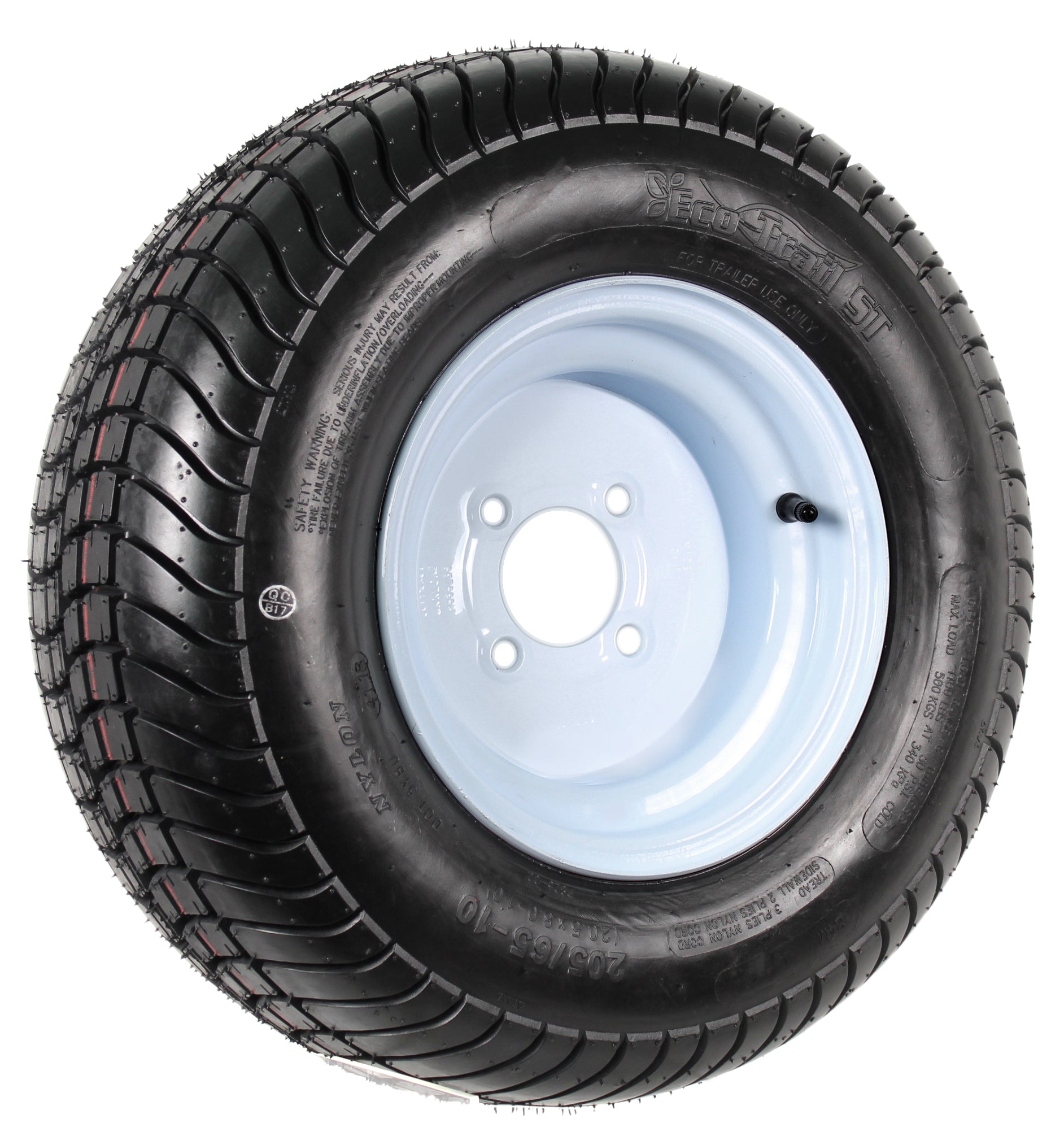 2-Pack Trailer Tires On Rims 20.5 X 8 X 10 205/65-10 20.5X8.0-10 4H White Wheel