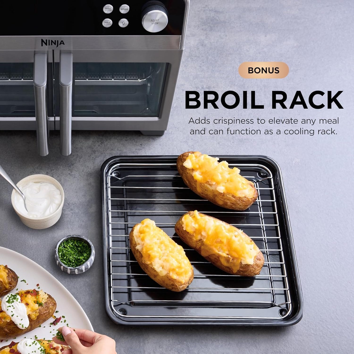 French Door Premier Air fry Oven | 10-in-1 functions | 20.3-qt capacity | 5-qt Air Fry Basket, Sheet Pan, Wire Rack, Broil Rack | PFAS-free Cooking Surface, Dishwasher-Safe Accessories