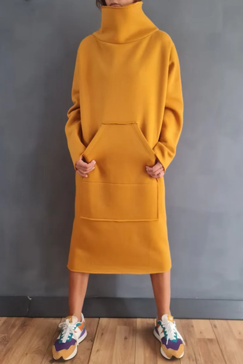 Turtleneck Pocket Midi DressClistos