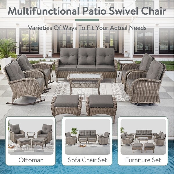 Pocassy Patio Swivel Rocker Chairs with Side Table