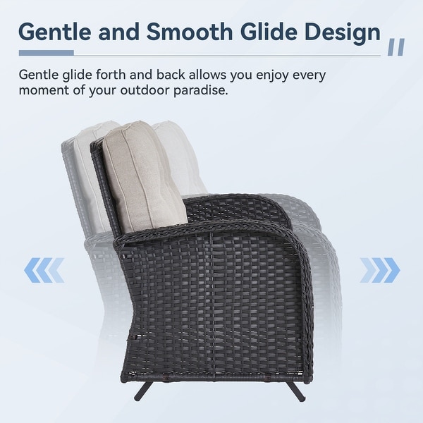 Gymojoy Stylish Patio Loveseat Glider Sofa with Cushions