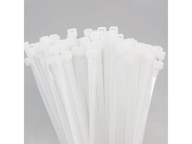 2500 Pack Heavy Duty 8 Inches (50lbs) Zip Cable Tie Down Strap Wire UV White Clear Natural Nylon Wrap