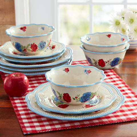 The Pioneer Woman Classic Charm Dinnerware Set, 12-Piece Set