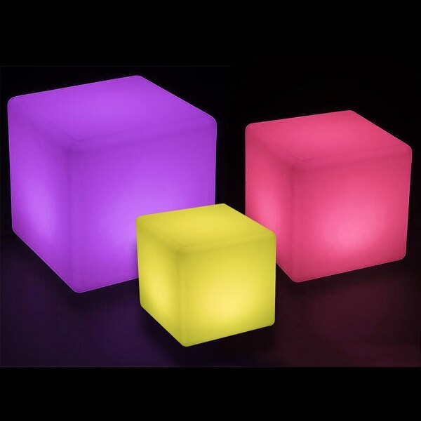 Modern Home LED Glowing Cube Box Stool w/Infrared Remote Control