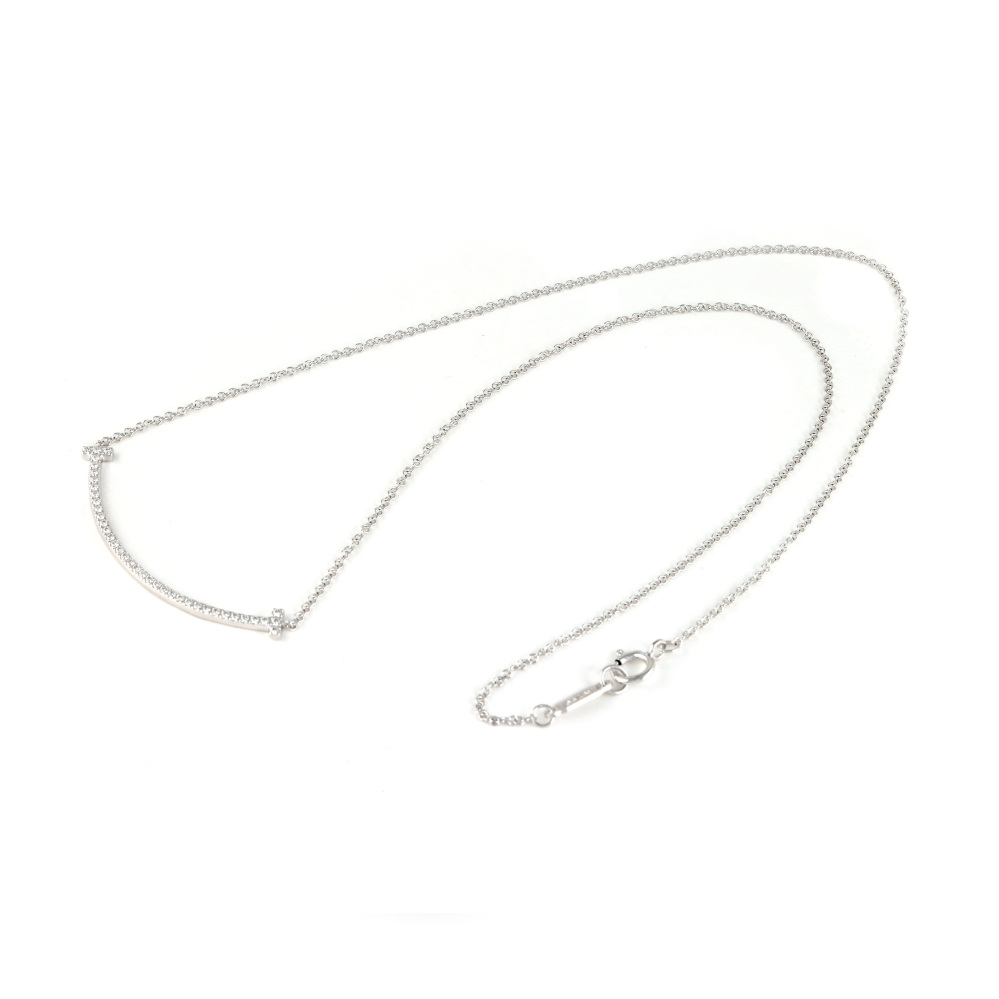 Tiffany & Co. Tiffany T Smile Necklace 18K White Gold Diamond 63058793