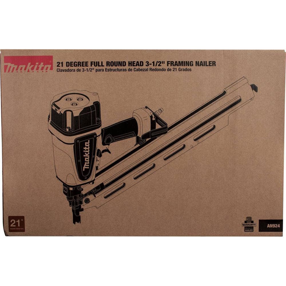 Makita 3-1/2 in. 21-Degree Pneumatic Full Round Head Framing Nailer AN924
