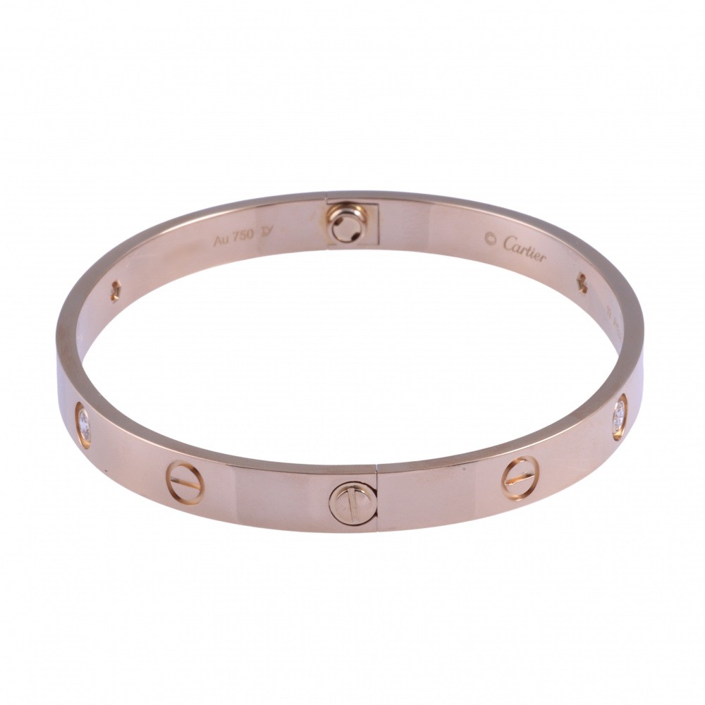 Cartier Love Half Diamond #19 Bracelet 18K Rose Gold B6036000