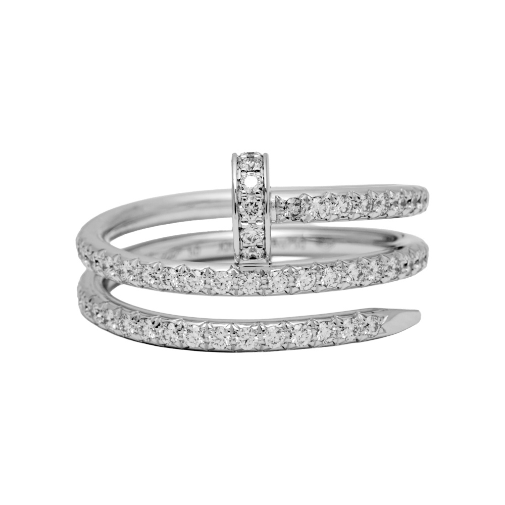 Cartier Juste un Clou Double Semi-pavé Ring 18K White Gold Diamond B4211100