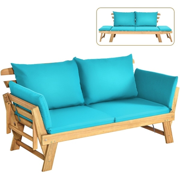 Adjustable Patio Convertible Sofa with Thick Cushion