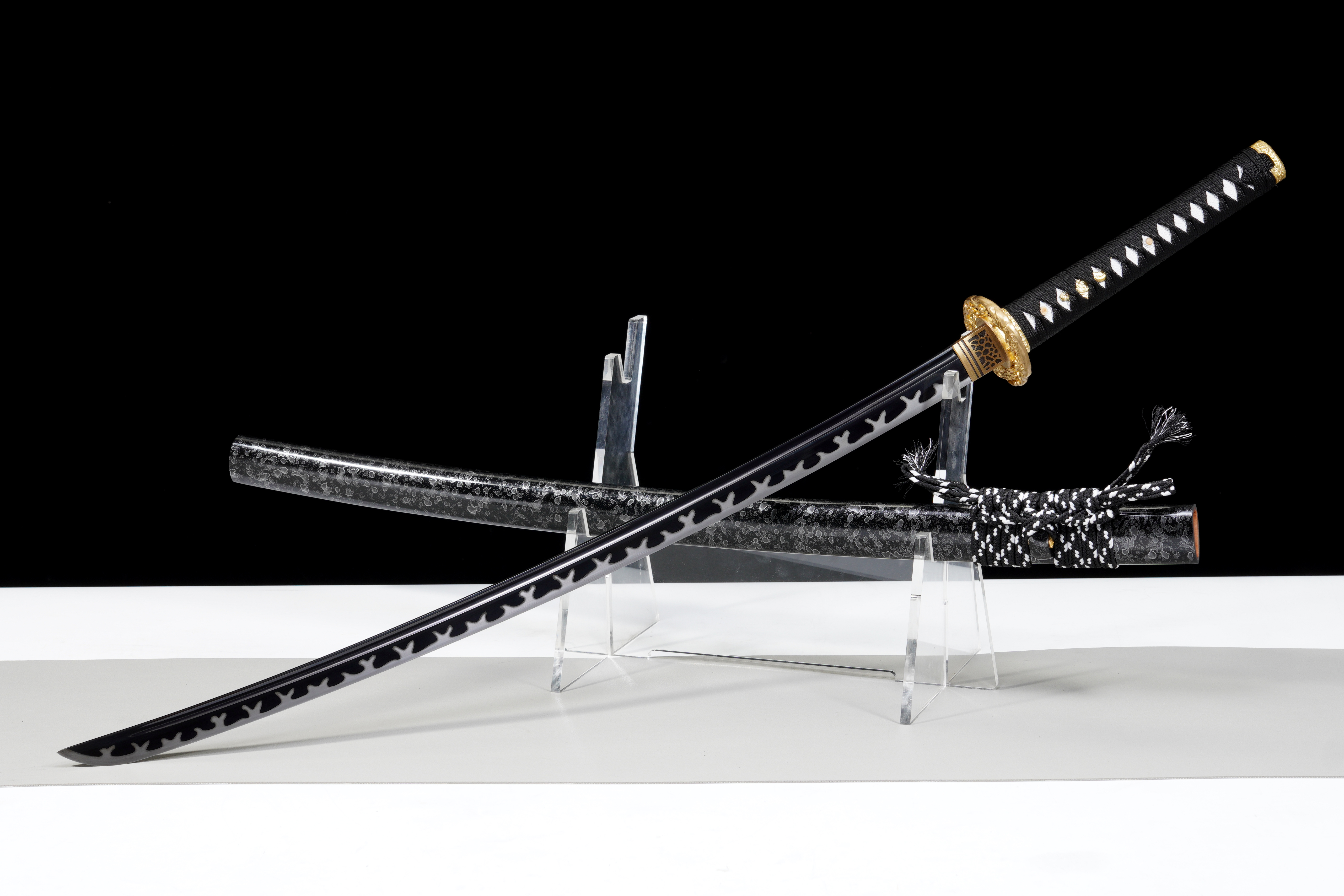 Handmade Katana 9260 Spring Steel Black Blade Dark Dragon Full Tang
