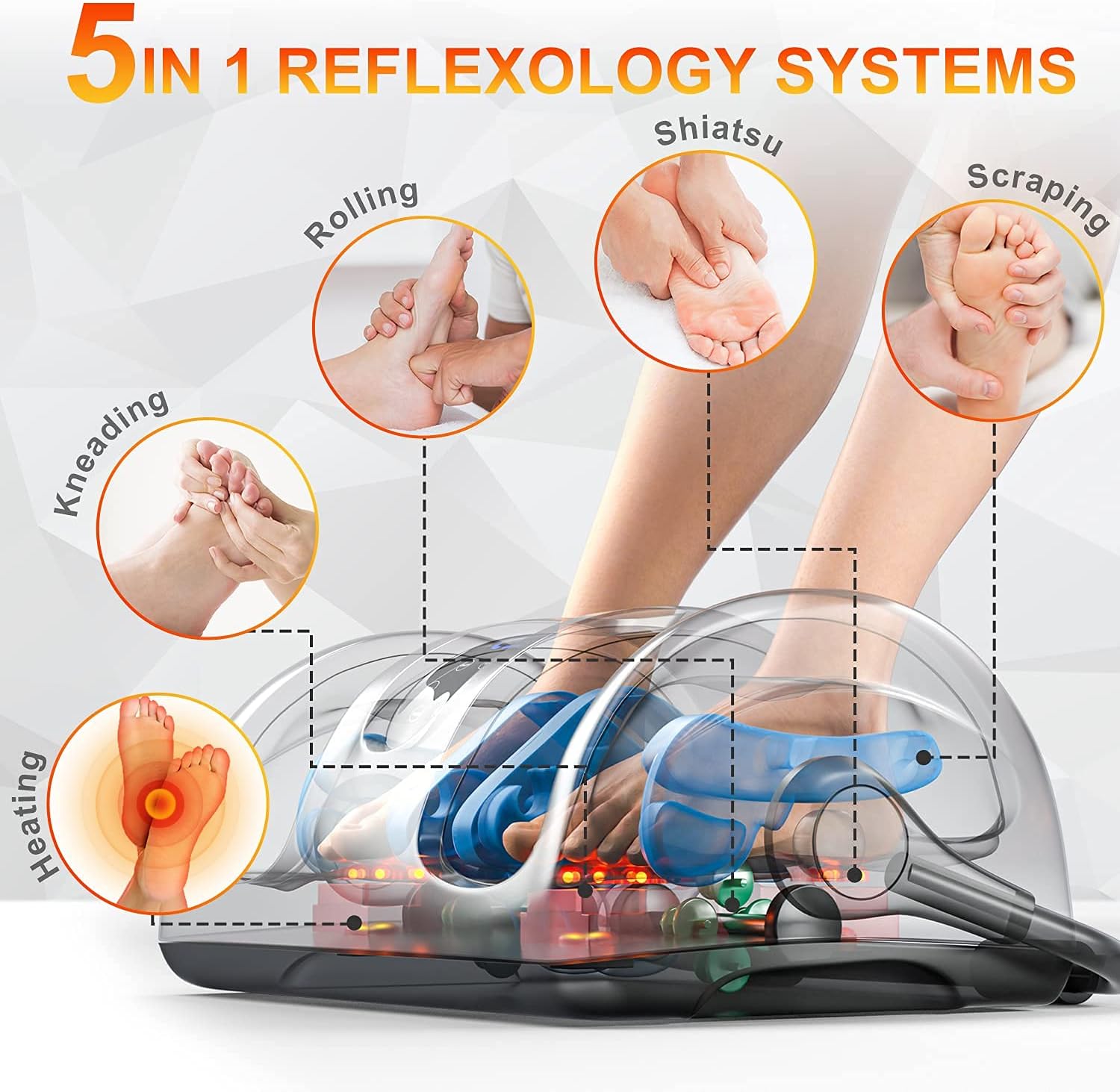 Shiatsu Foot Massager with Heat-Foot Massager Machine for Neuropathy, Plantar Fasciitis and Pain Relief-Massage Foot, Leg, Calf, Ankle with Deep Kneading Heat Therapy, Gift for Mother's Day