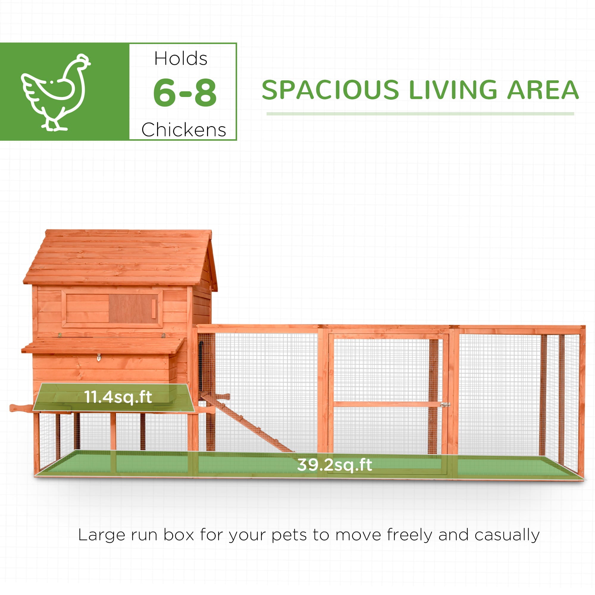 PawHut Large Chicken Coop Run Cage Duck Hen Chook House Poultry