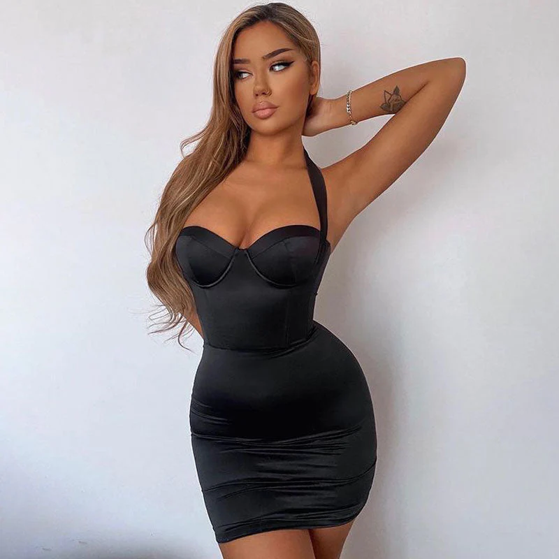 Halter Neck Corset Mini DressClistos