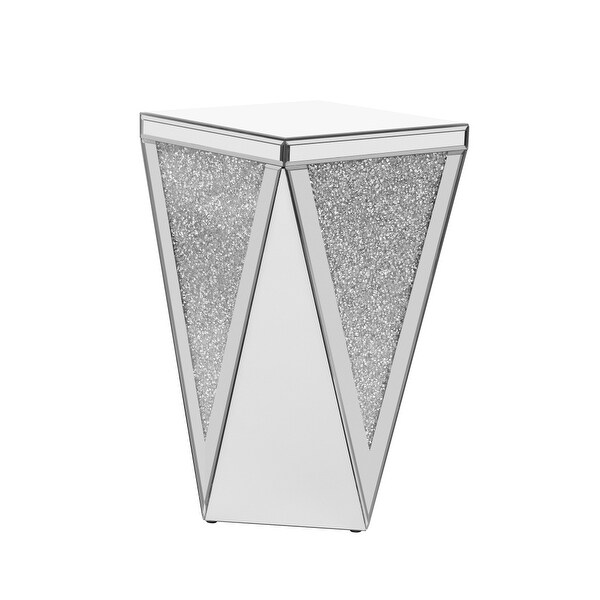 13.8'' Mirrored End Table,Modern Side Table with Crushed Diamond