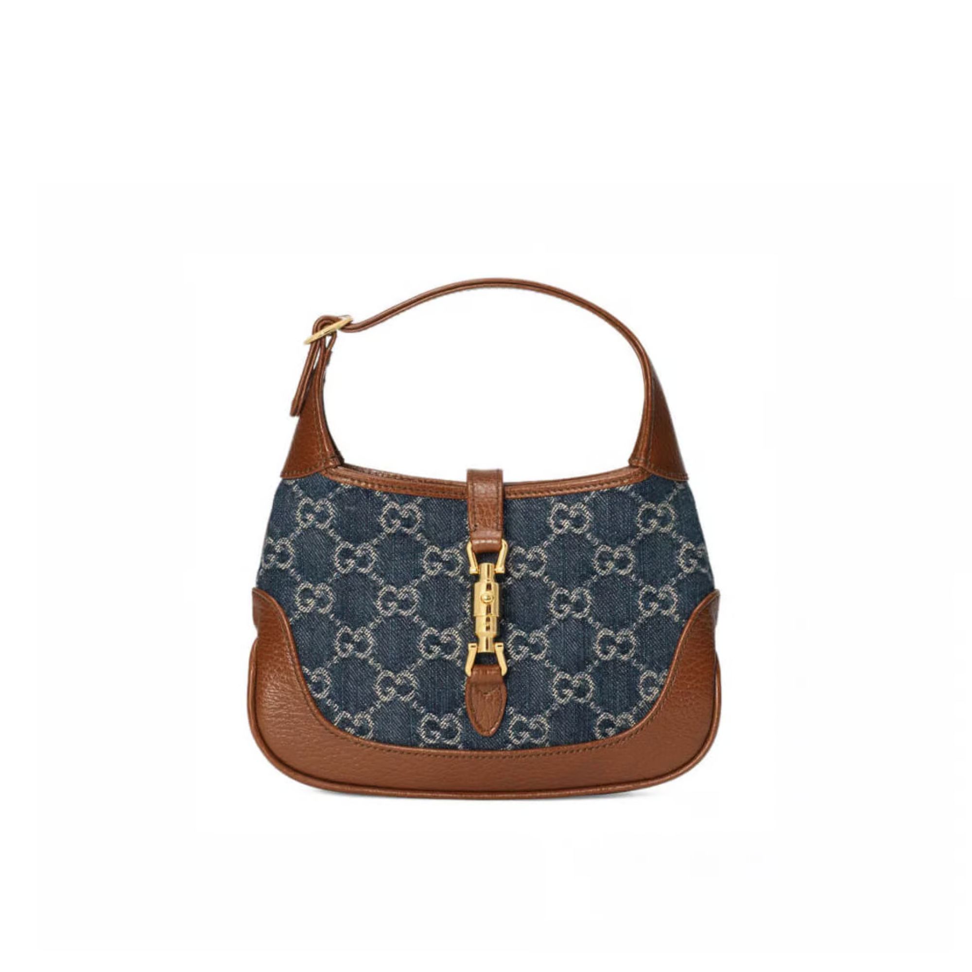 Gucci Jackie 1961 Mini Shoulder Bag in Blue Jacquard Denim 19cm