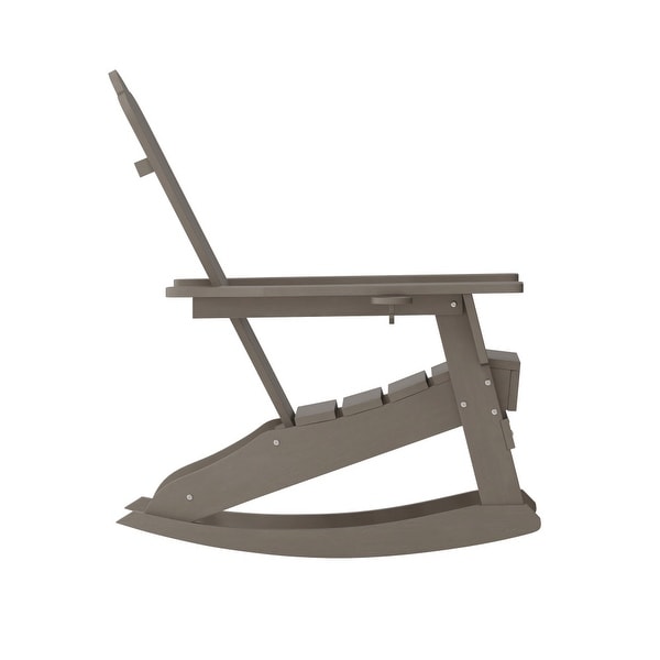 Commercial AllWeather Rocking Adirondack Chair with Swiveling Cupholder