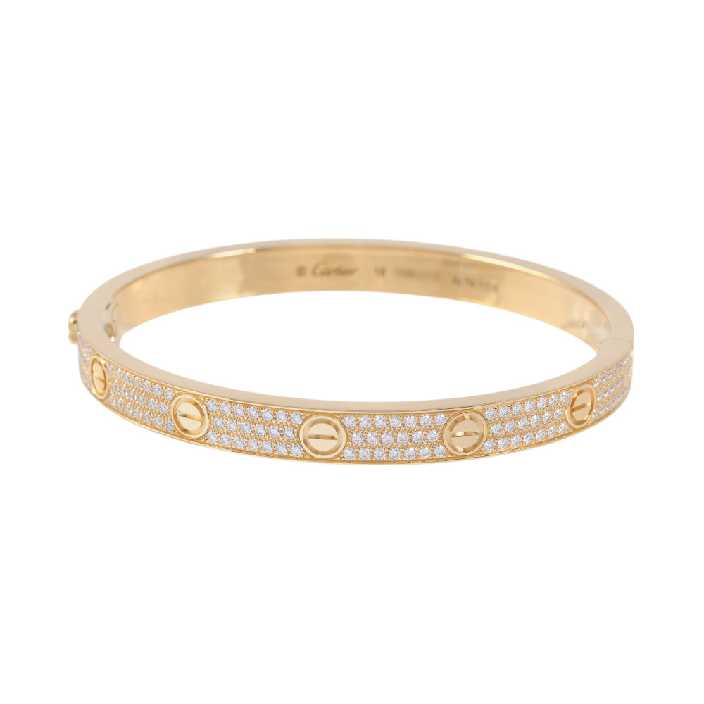 Cartier Love Classic Model Pave Bracelet 18K Yellow Gold Diamond N6035000