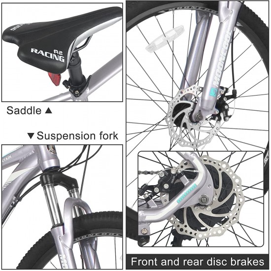 Mountain Bikes Adults MTB Bike, Disc Brakes Mountain Bicycles, 7-21 Speeds Options, Aluminum and Steel Frame Options, 24-26 Inches Wheels Bikes for Mens Womens