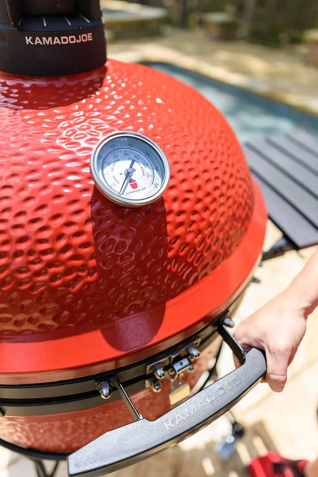 Kamado Joe Big Joe II 24 in. Charcoal Grill in Red with Cart, Side Shelves, Grill Gripper, and Ash Tool