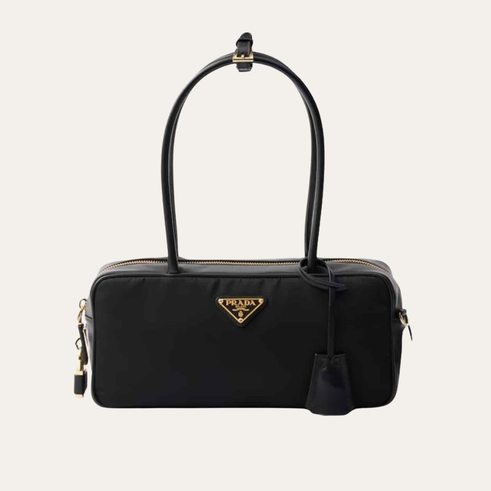 Prada Re Nylon Small Top Handle Bag With Padlock Black 11 Inches 1Bb133 2C8Q F0002 V Odo