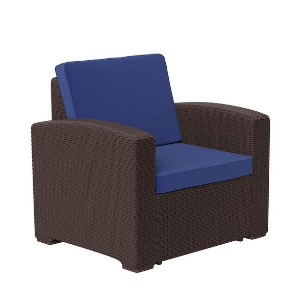 Faux Rattan Chair with AllWeather Cushion