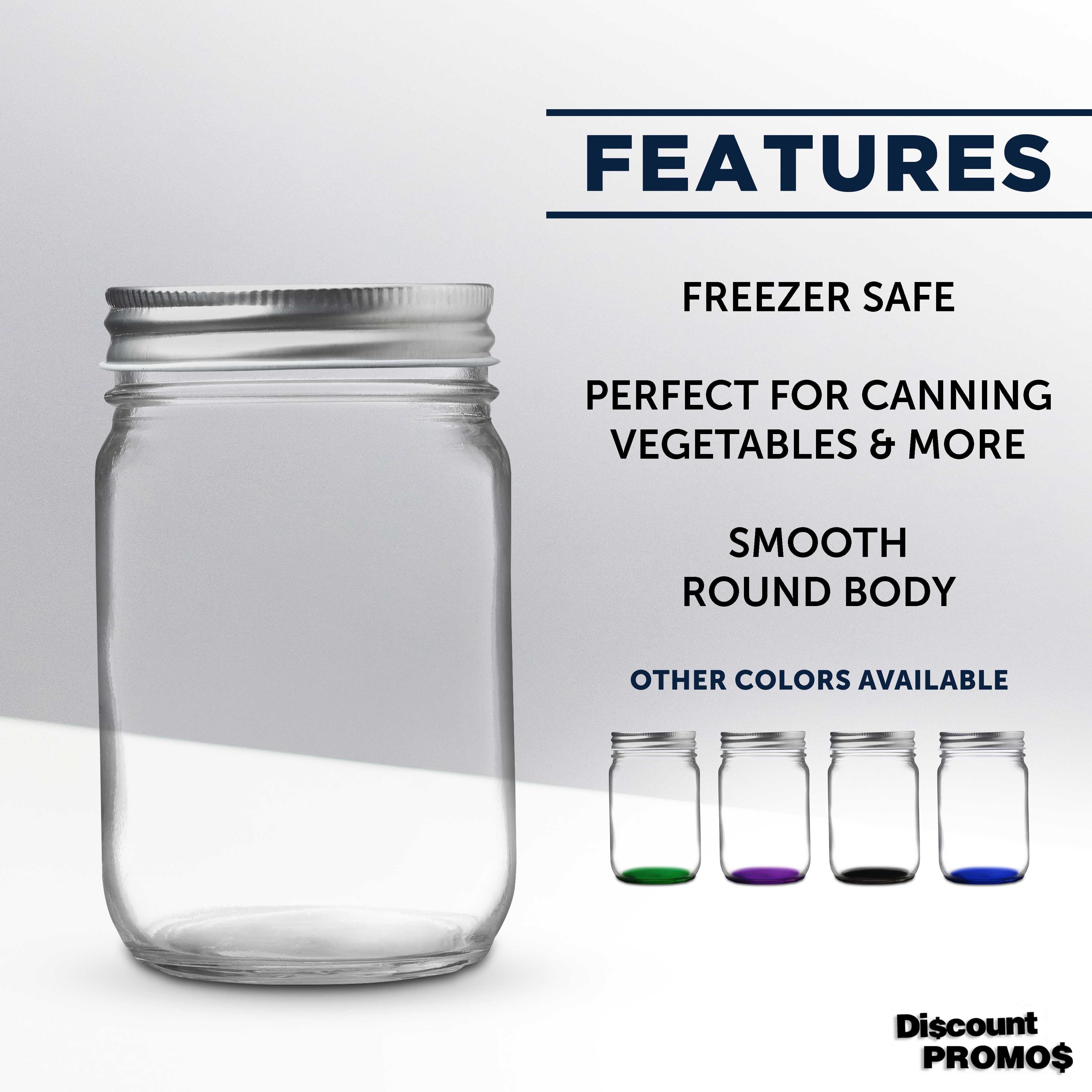 10 Decorating Mason Jars Set, 12 oz. - Canning, Aluminum Lid - Clear