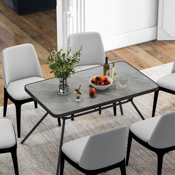 Costway Patio Rectangle Dining Table 49'' x 29.5'' MarbleLike