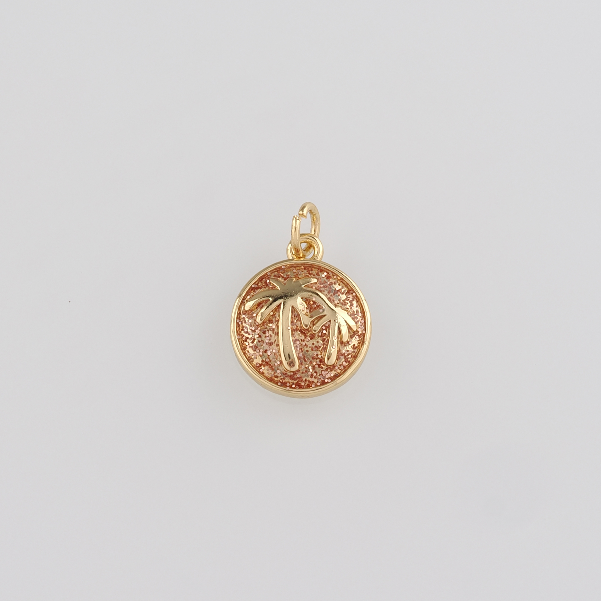 18K Gold Filled Coconut Tree Pendant,Enamel Palm Tree Charm Earrings Necklace for DIY Jewelry Making Supply